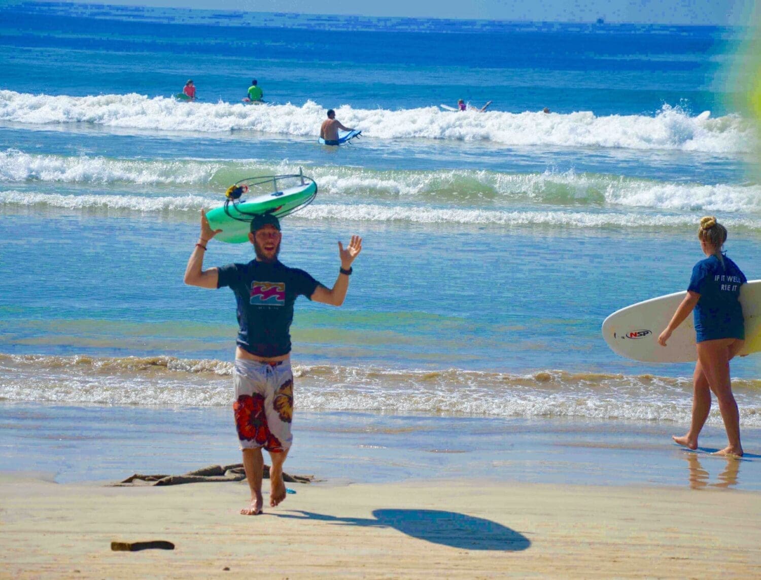 Volunteers enjoying surfing