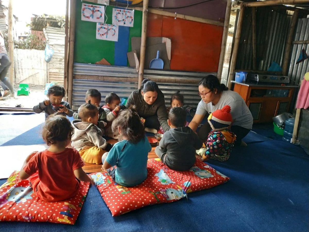 Volunteers enjoying sessions with young children