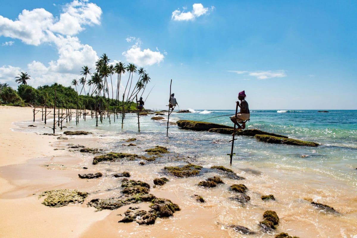 Stick fishermen Mirissa Beach Sri Lanka